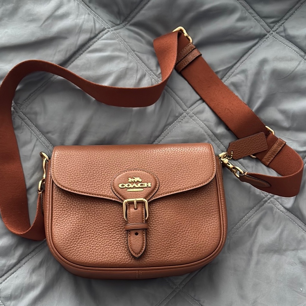 Coach Brown Leather Crossbody Bag with Gold Hardware